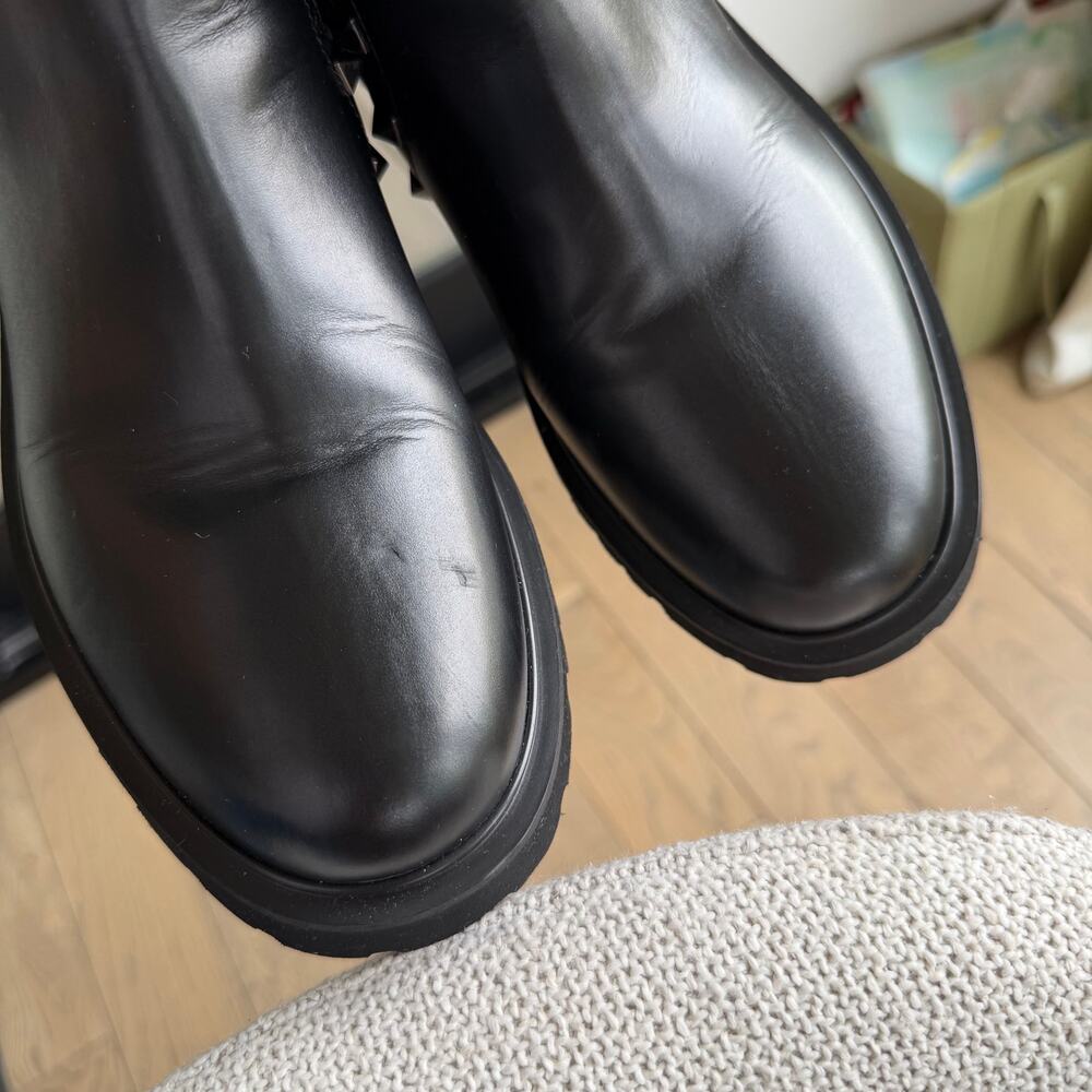 Valentino Garavani Rockstud Leather Slip-On Combat Boots Black 39 NEW - Picture 10 of 10